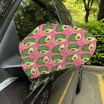 Pink Palm Leaf Avocado Print Car Side Mirror Covers