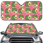 Pink Palm Leaf Avocado Print Car Windshield Sun Shade