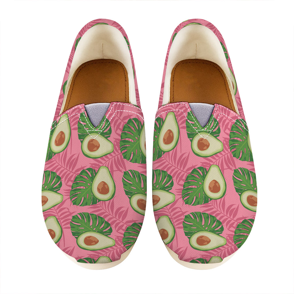 Pink Palm Leaf Avocado Print Casual Shoes