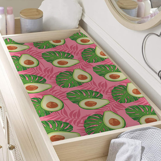 Pink Palm Leaf Avocado Print Changing Pad Cover