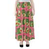 Pink Palm Leaf Avocado Print Chiffon Maxi Skirt