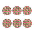 Pink Palm Leaf Avocado Print Coaster Set