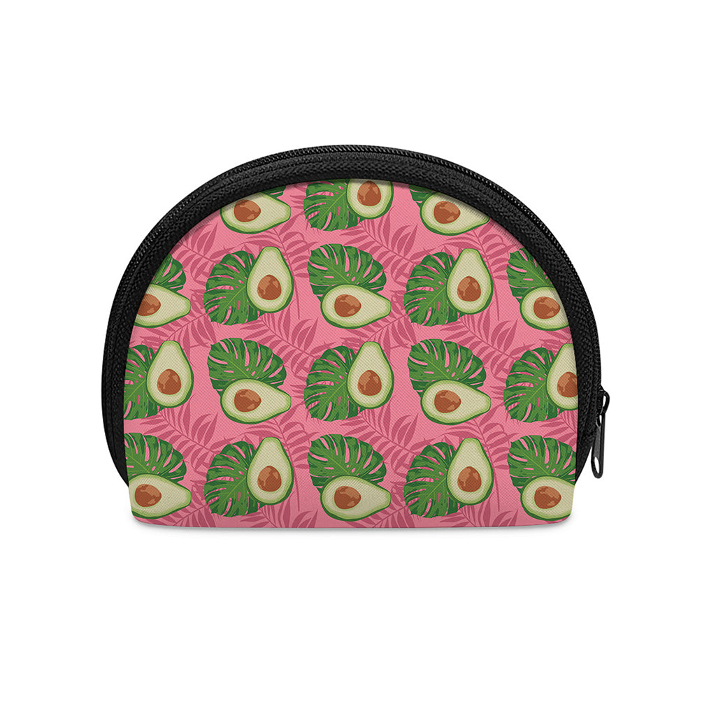 Pink Palm Leaf Avocado Print Coin Purse
