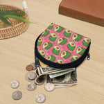 Pink Palm Leaf Avocado Print Coin Purse