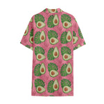 Pink Palm Leaf Avocado Print Cotton Hawaiian Shirt