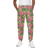 Pink Palm Leaf Avocado Print Cotton Pants