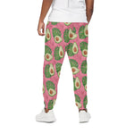 Pink Palm Leaf Avocado Print Cotton Pants