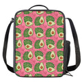 Pink Palm Leaf Avocado Print Crossbody Lunch Bag