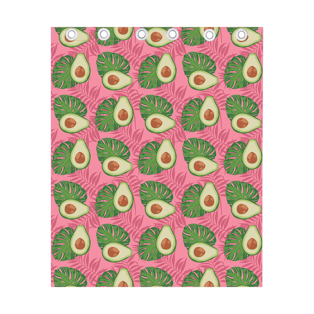 Pink Palm Leaf Avocado Print Curtain