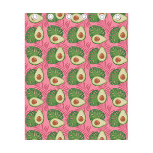 Pink Palm Leaf Avocado Print Curtain