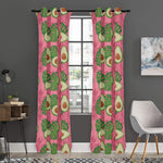 Pink Palm Leaf Avocado Print Curtain