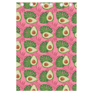 Pink Palm Leaf Avocado Print Curtain