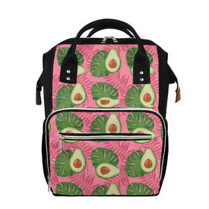 Pink Palm Leaf Avocado Print Diaper Bag