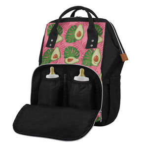 Pink Palm Leaf Avocado Print Diaper Bag