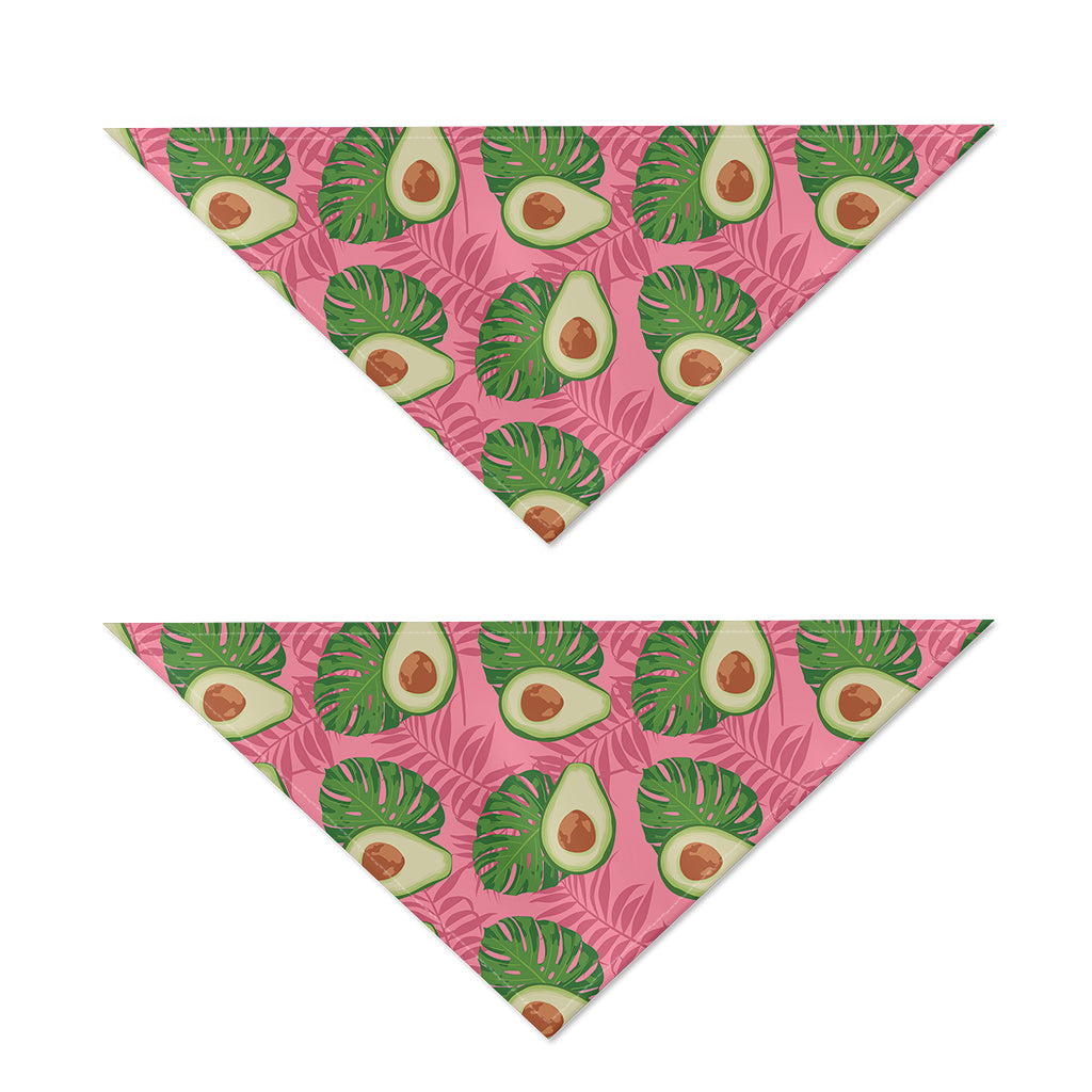 Pink Palm Leaf Avocado Print Dog Bandana