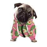 Pink Palm Leaf Avocado Print Dog Zip Up Hoodie
