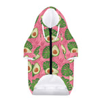 Pink Palm Leaf Avocado Print Dog Zip Up Hoodie