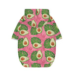 Pink Palm Leaf Avocado Print Dog Zip Up Hoodie