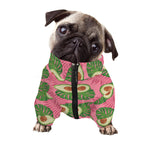 Pink Palm Leaf Avocado Print Dog Zip Up Jacket