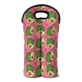 Pink Palm Leaf Avocado Print Double Neoprene Wine Tote