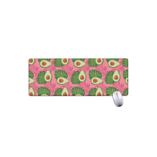 Pink Palm Leaf Avocado Print Extended Mouse Pad