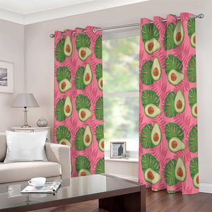 Pink Palm Leaf Avocado Print Extra Wide Grommet Curtains