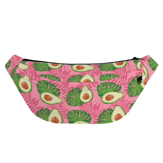 Pink Palm Leaf Avocado Print Fanny Pack