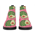 Pink Palm Leaf Avocado Print Flat Ankle Boots