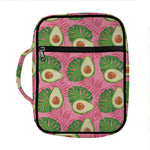 Pink Palm Leaf Avocado Print Front Pocket Bible Bag