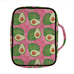 Pink Palm Leaf Avocado Print Front Pocket Bible Bag