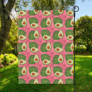 Pink Palm Leaf Avocado Print Garden Flag