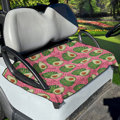 Pink Palm Leaf Avocado Print Golf Cart Seat Cover