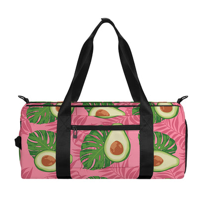 Pink Palm Leaf Avocado Print Gym Bag