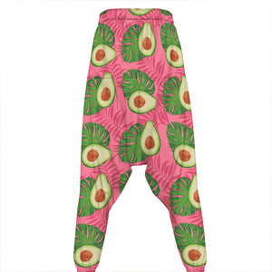 Pink Palm Leaf Avocado Print Hammer Pants