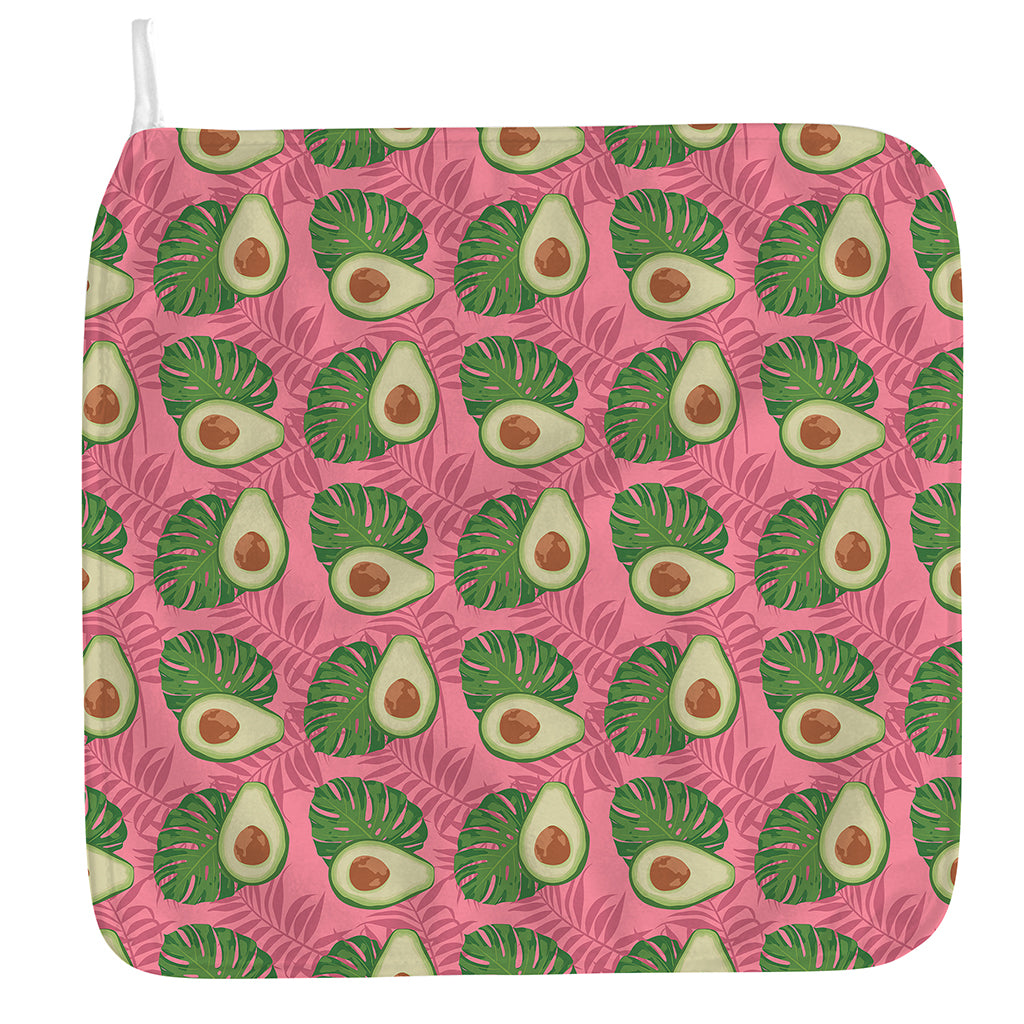 Pink Palm Leaf Avocado Print Hand Towel