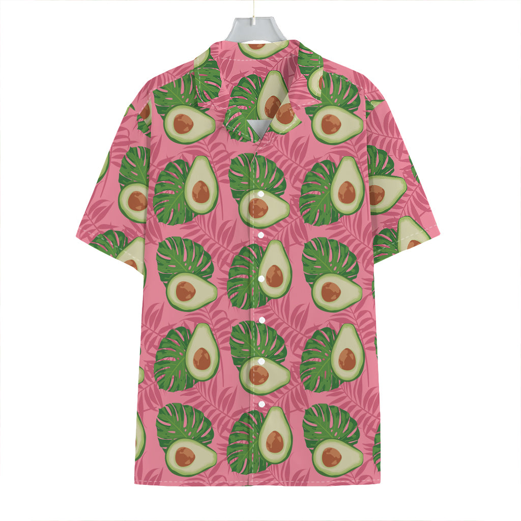 Pink Palm Leaf Avocado Print Hawaiian Shirt