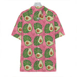 Pink Palm Leaf Avocado Print Hawaiian Shirt