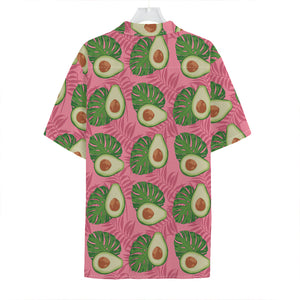 Pink Palm Leaf Avocado Print Hawaiian Shirt