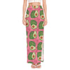 Pink Palm Leaf Avocado Print High Slit Maxi Skirt