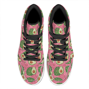 Pink Palm Leaf Avocado Print High Top Leather Sneakers