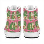 Pink Palm Leaf Avocado Print High Top Leather Sneakers