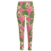 Pink Palm Leaf Avocado Print High-Waisted Pocket Leggings