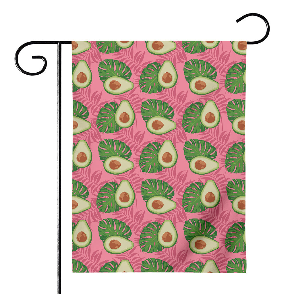 Pink Palm Leaf Avocado Print House Flag