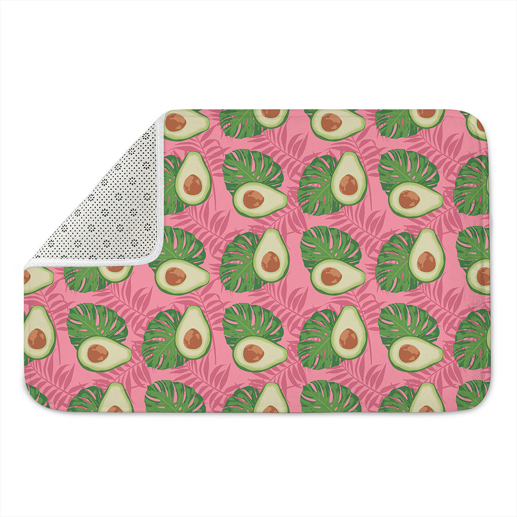 Pink Palm Leaf Avocado Print Indoor Door Mat