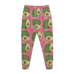 Pink Palm Leaf Avocado Print Jogger Pants