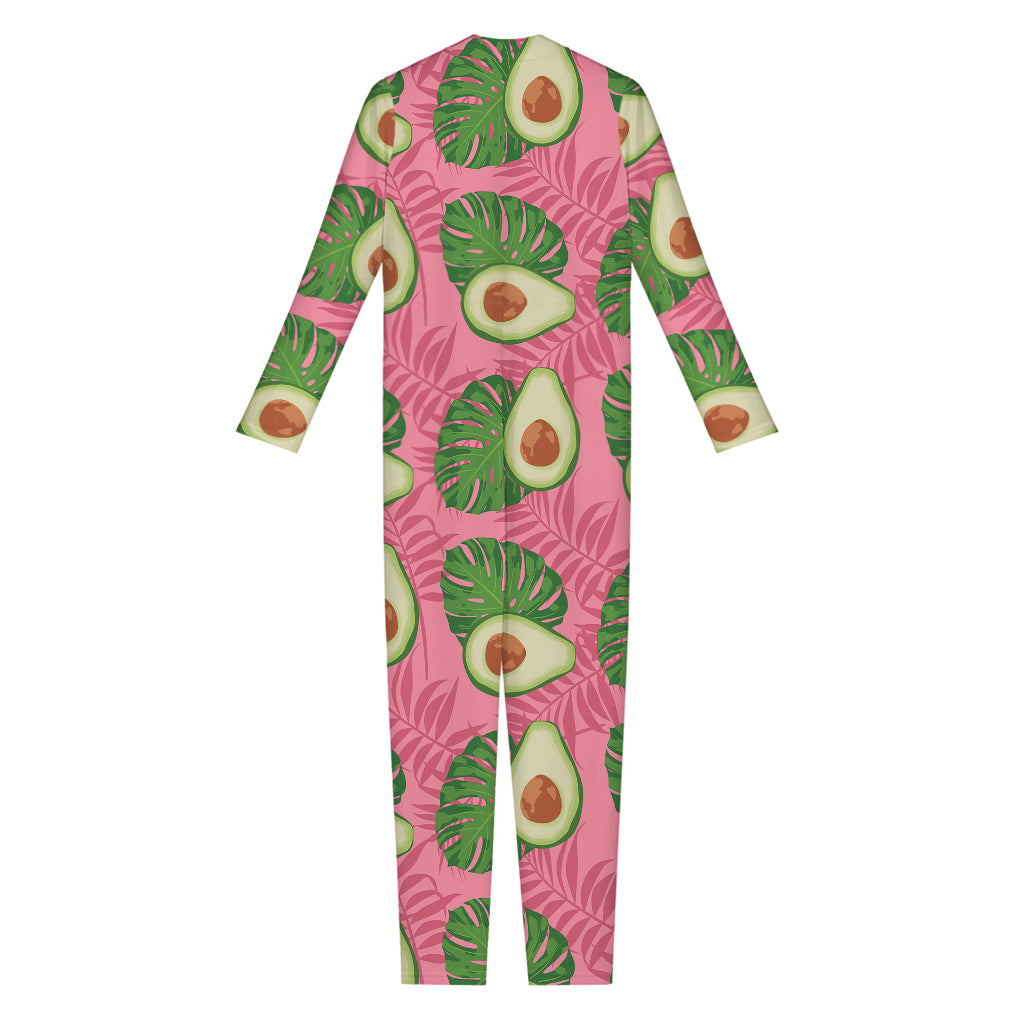 Pink Palm Leaf Avocado Print Jumpsuit