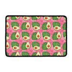 Pink Palm Leaf Avocado Print Kitchen Mat