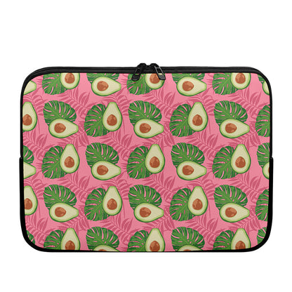 Pink Palm Leaf Avocado Print Laptop Sleeve