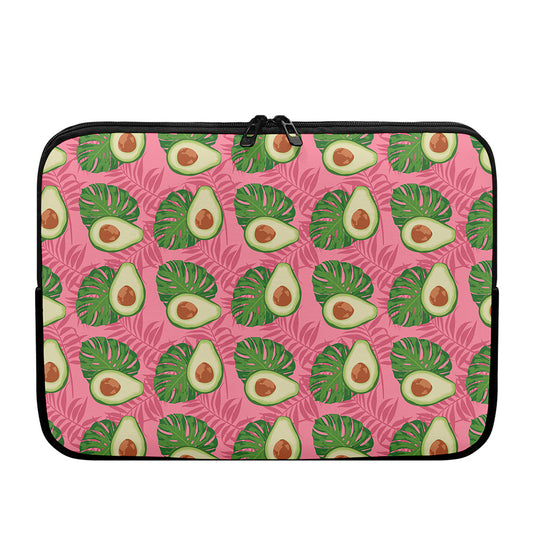 Pink Palm Leaf Avocado Print Laptop Sleeve