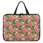 Pink Palm Leaf Avocado Print Laptop Sleeve With Handle